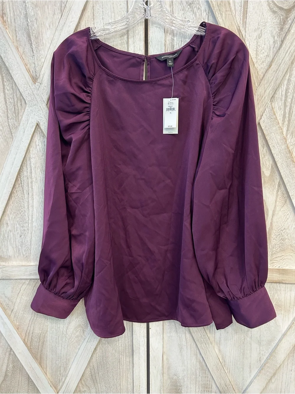Banana Republic Plum Long-Sleeve Peasant Blouse